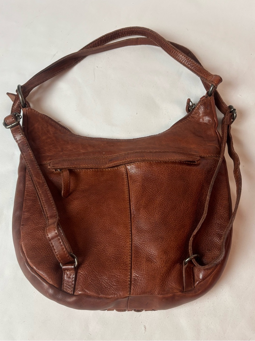 Vilenca Holland Woven Leather Convertible Backpack Shoulder Hobo Bag Brown - Picture 2 of 6